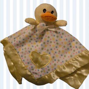Stephan Baby Lovey Security Blanket Plush Duck Satin Trim And Back Yellow 2007